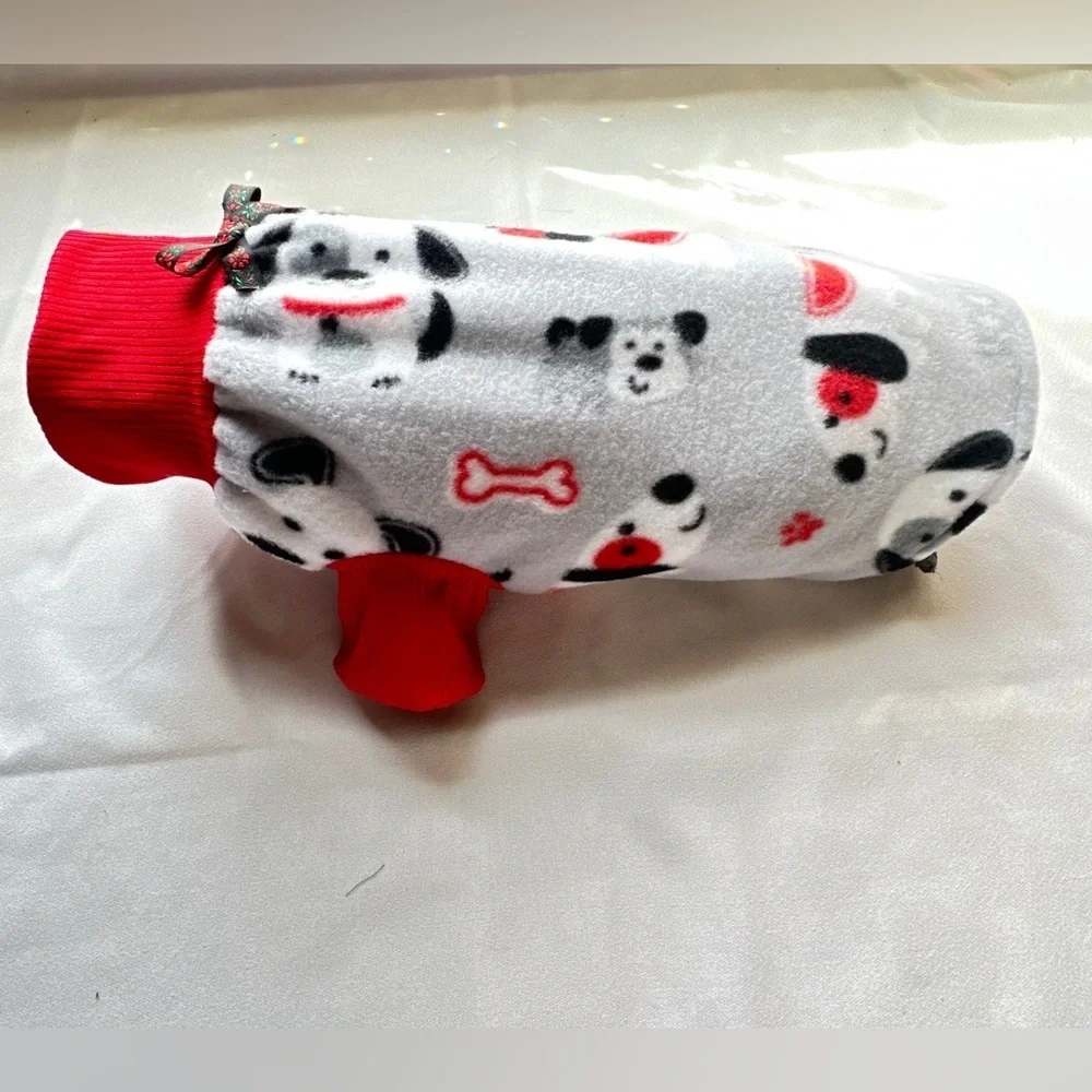 Handmade Dog Fleece Sweater | Size Large | Cozy Aesthetic | Red Trim | New